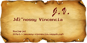 Jánossy Vincencia névjegykártya